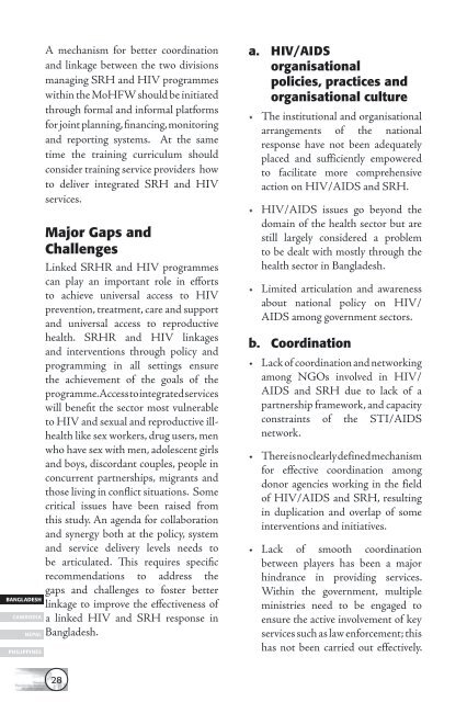 SRH and HIV/AIDS Linkages at Policies, Programmes and Service ...