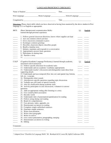 Language Proficiency Checklist (pdf)