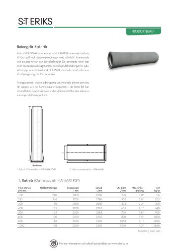 Betongror rakt ror produktblad (pdf, 733kb) - S:t Eriks