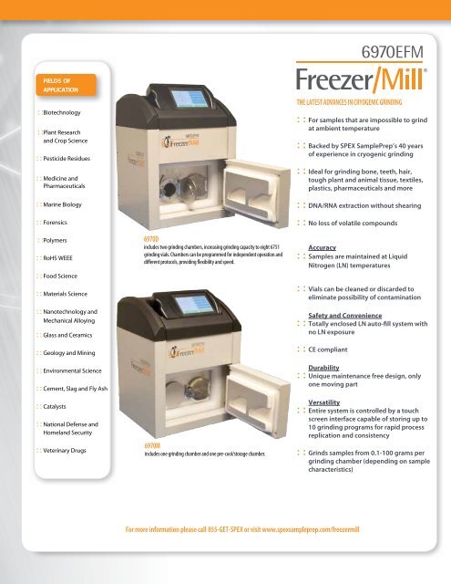 6970EFM Freezer/Mill Cryogenic Grinder - SPEX SamplePrep