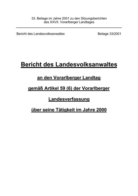 TÃ¤tigkeitsbericht 2000 - Landesvolksanwaeltin von Vorarlberg