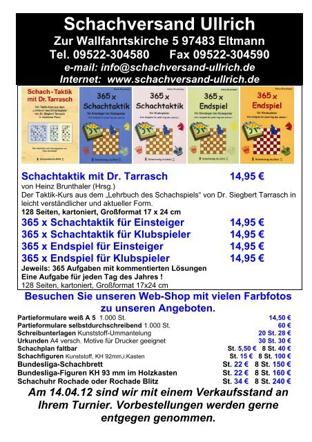 63. Unterfränkische Einzelmeisterschaften - Schachklub Schweinfurt ...