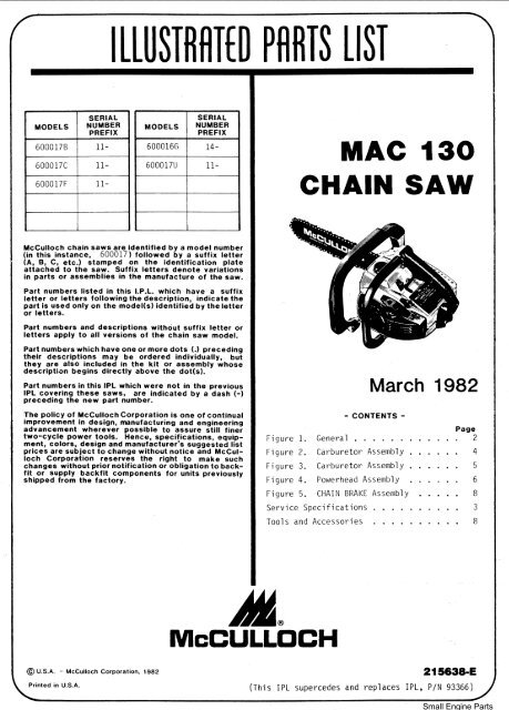 McCulloch MAC 130 Chainsaw - Barrett Small Engine