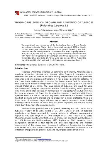Polianthes tuberosa L. - Bangladesh Research Publications