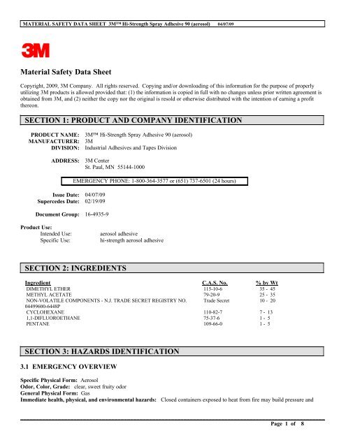 Material Safety Data Sheet SECTION 1: PRODUCT AND COMPANY ...