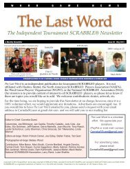 SCRABBLE - The Last Word Newsletter