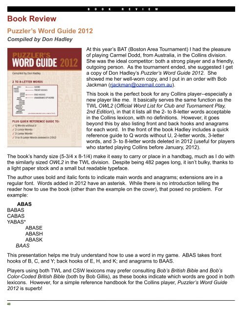 SCRABBLE - The Last Word Newsletter