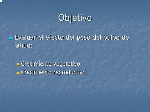 EFECTO DEL PESO DEL BULBO SOBRE EL CRECIMIENTO ...