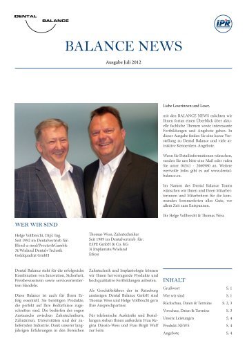 Balance news: Ausgabe Juli 2012 (PDF) - Dental Balance