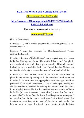 ECET 370 Week 3 Lab 3 Linked Lists (Devry)