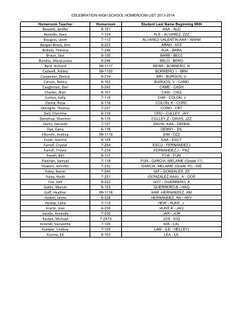 Homeroom 2013-2014 - Celebration High School