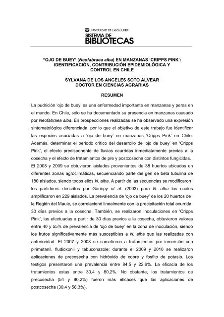 “OJO DE BUEY’ (Neofabraea alba) EN MANZANAS ‘CRIPPS PINK