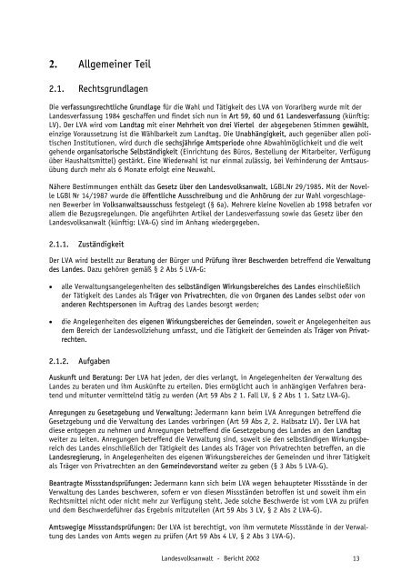 TÃ¤tigkeitsbericht 2002 - Landesvolksanwaeltin von Vorarlberg