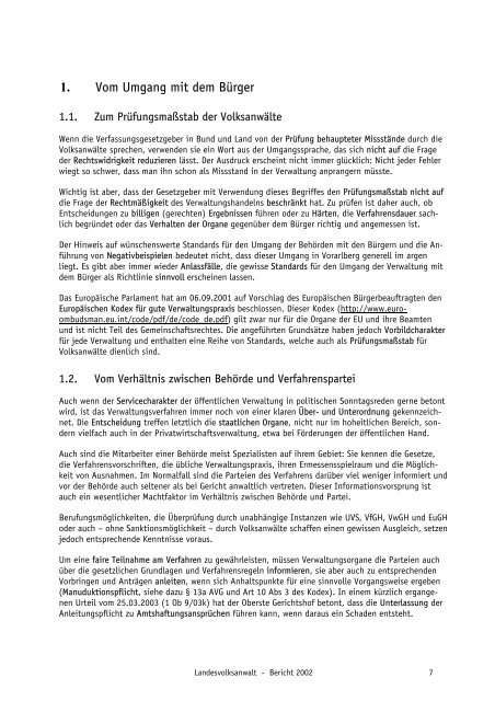TÃ¤tigkeitsbericht 2002 - Landesvolksanwaeltin von Vorarlberg