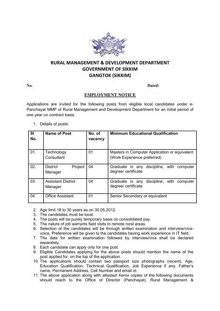 Employment Notice PMU - rdsikkim.org