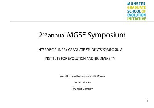 2nd annual MGSE Symposium - Institute for Evolution and ...