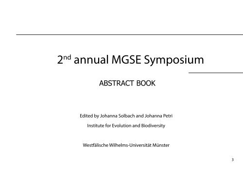 2nd annual MGSE Symposium - Institute for Evolution and ...