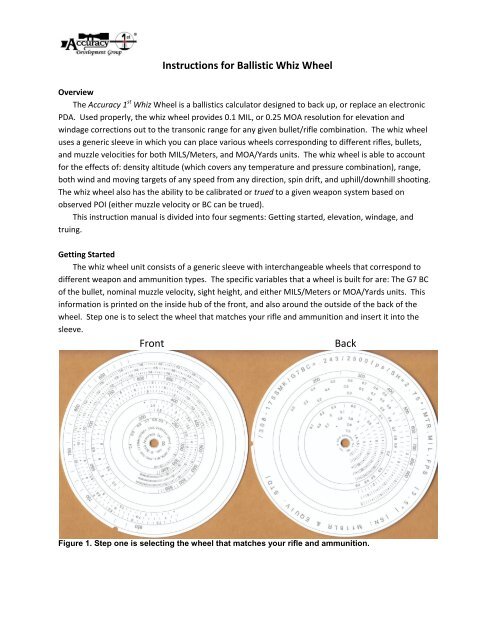 whiz wheel instructions (pdf) - Accuracy 1st