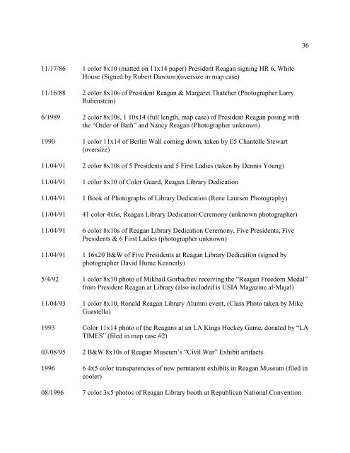 Inventory (346k pdf file). - Ronald Reagan Presidential Library