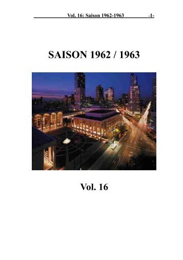 Vol. 16: Saison 1962-1963