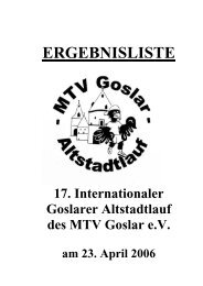 17. Int. Goslarer Altstadtlauf 2006 - Altstadtlauf Goslar - MTV Goslar