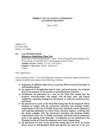 Download Letter of Decision - Mobile Urban Development Department