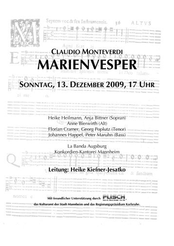 claudio monteverdi: marienvesper - Musik an Konkordien