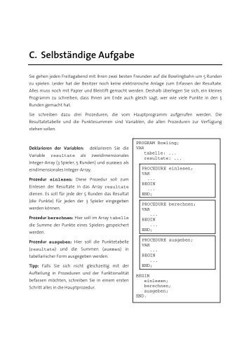 C. Selbständige Aufgabe