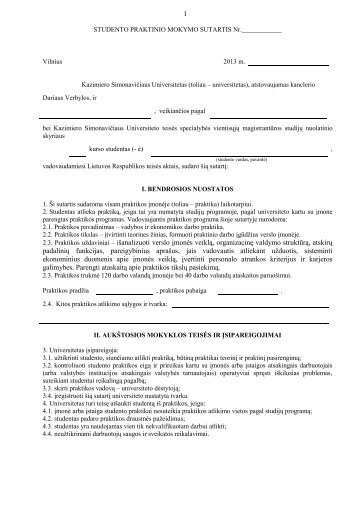 STUDENTO PRAKTINIO MOKYMO SUTARTIS Nr - Kazimiero ...