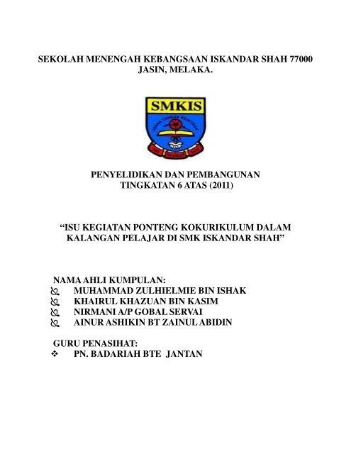 smk iskandar shah - Program Persediaan Universiti SMK Seri ...