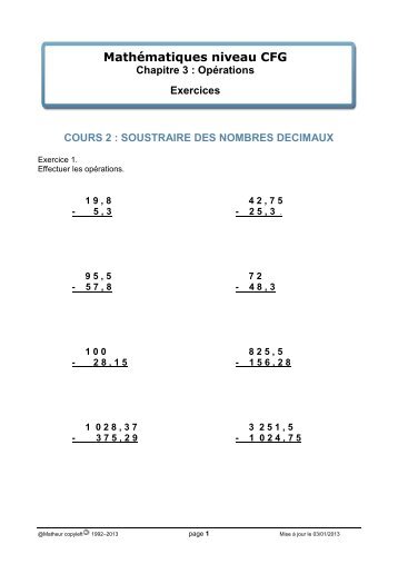 exercices du chapitre 3 cours 2 - Matheur