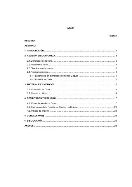 ÍNDICE Páginas RESUMEN ABSTRACT 1. INTRODUCCIÓN ...