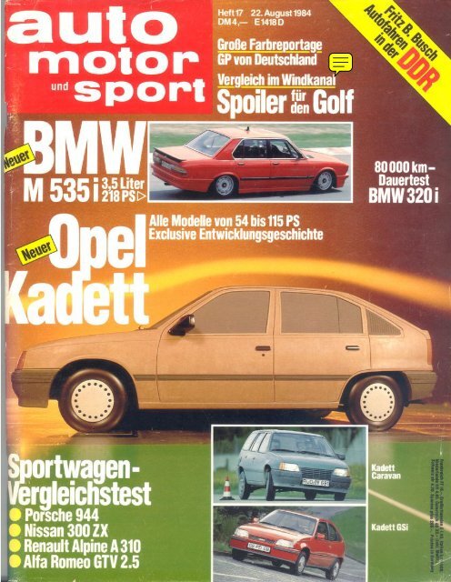 Auto Motor und Sport (D), 1984 - GTV6 et 156 GTA