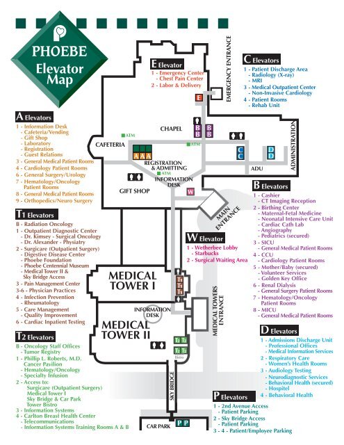 Elevator Map - Phoebe Putney Memorial Hospital