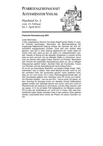 pfarreiengemeinschaft altenmünster-violau - Bistum Augsburg