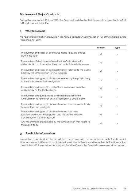 Annual Report 2011 Australian Grand Prix Corporation