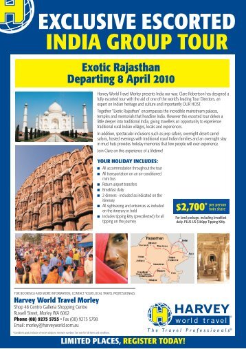 limited places, register today! exclusive escorted india group tour