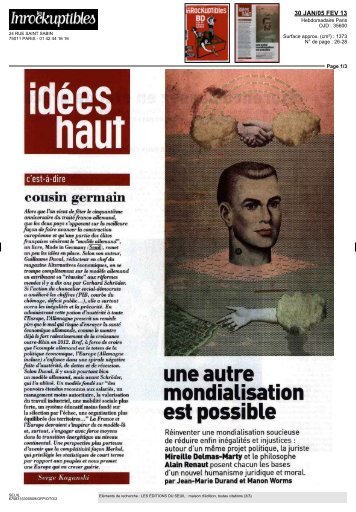 La critique de Serge Kaganski dans Les Inrockuptibles - Alternatives ...