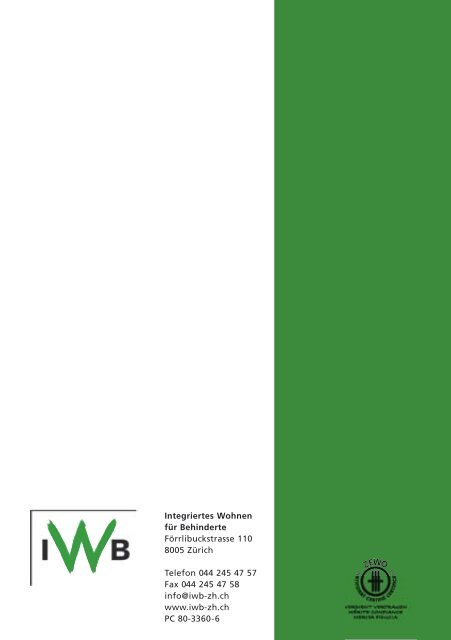 Jahresbericht 2007 - IWB Integriertes Wohnen fÃ¼r Behinderte