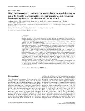 High dose estrogen treatment increases bone mineral density in ...