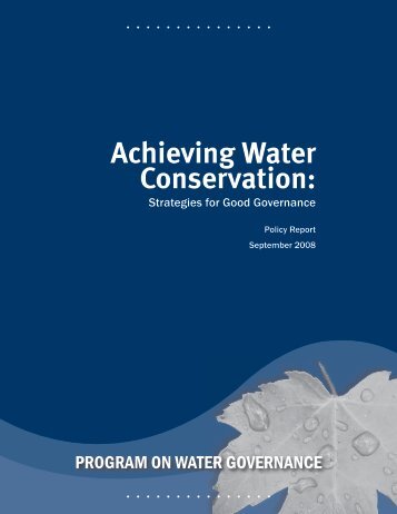 Achieving Water Conservation: Strategies for Good Governance