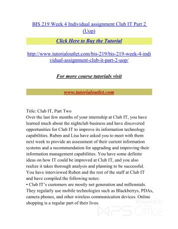 BIS 219 Week 4 Individual assignment Club IT Part.pdf