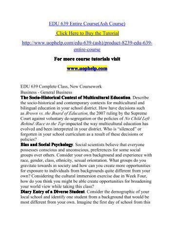 EDU 639 Entire Course(Ash Course)/UOPHELP