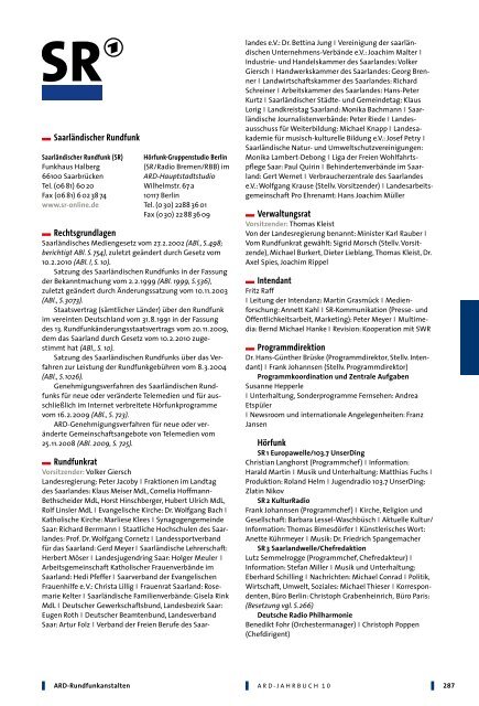 ARD-Jahrbuch 2010 - Personalien