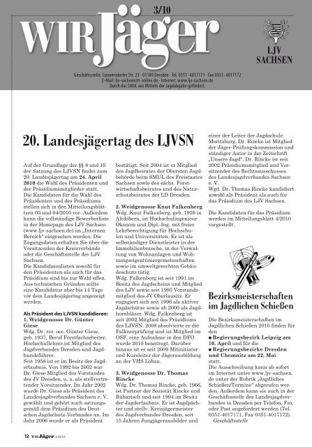 20. Landesjägertag des LJVSn - Landesjagdverband Sachsen e. V.