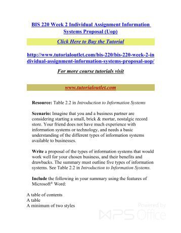 bis 220 information system proposal Resource table 2 in introduction to information systems nbsp scenario imagine that you and a business partner are considering starting small brick mortar nostalgic. bis 220 information system proposal Resource table 2 in introduction to information systems nbsp scenario imagine that you and a business partner are considering starting small brick mortar nostalgic.