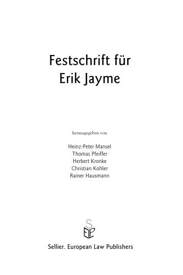 Festschrift für Erik Jayme - Sellier