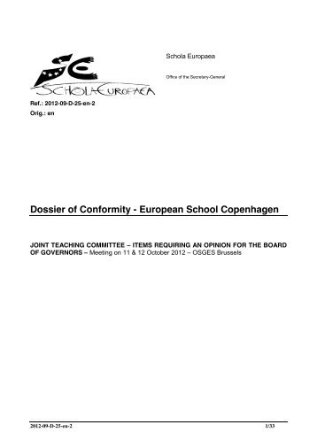 Dossier of Conformity - European School Copenhagen