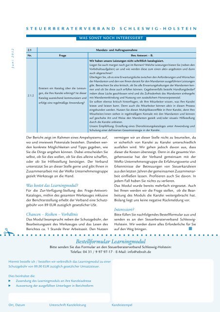 Ausgabe 2/2012 - Steuerberaterverband Schleswig-Holstein