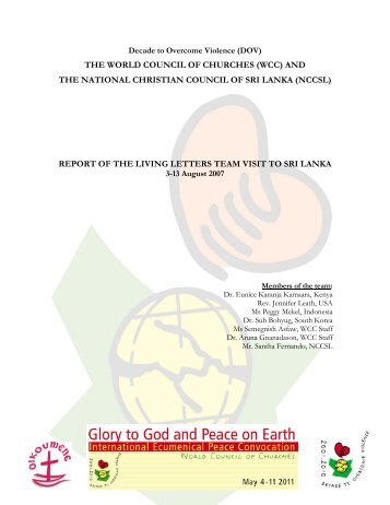 and the national christian council of sri lanka - International ...